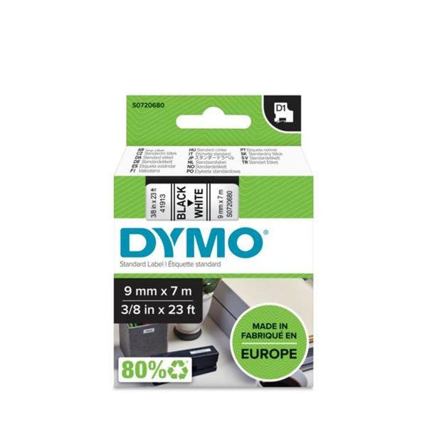 Páska Dymo D1 šíře 9 mm, černá/bílá