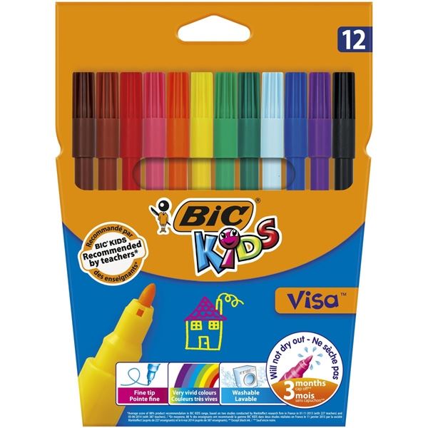 Dětské fixy Bic VISA, sada 12 barev