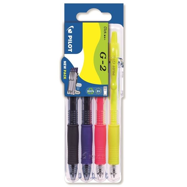 Gelový roller Pilot G-2 07 Neon, set2go, 4 barvy