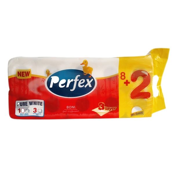 Toaletní papír Perfex - 3vrstvý, bílý, 10 rolí