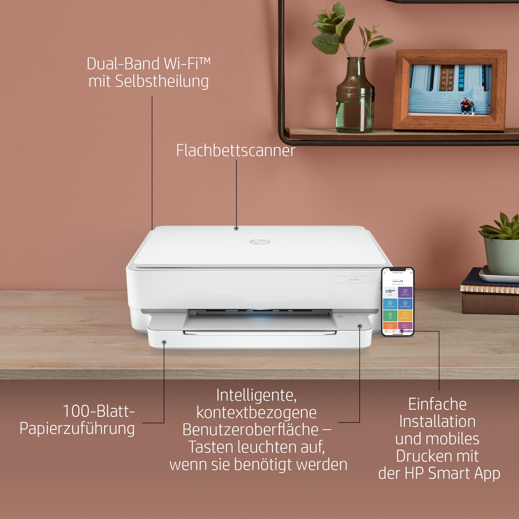 HP ENVY 6022 All-in-One Drucker, Zu Hause, Drucken, Kopieren, Scannen, Fotos HP ENVY 6022 All-in-One Drucker, Zu Hause, Drucken, Kopieren, Scannen, Fotos