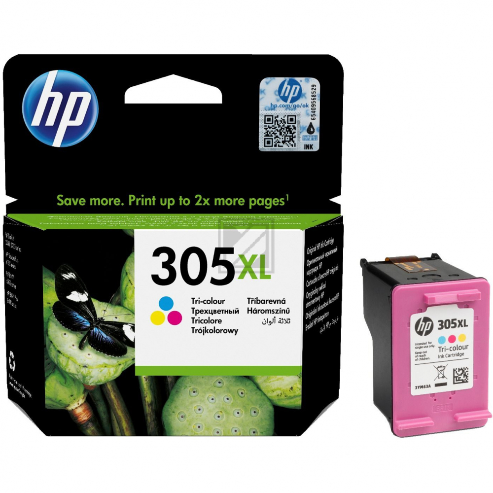 Original HP 3YM63AE / 305XL Tinte cyan, magenta, gelb