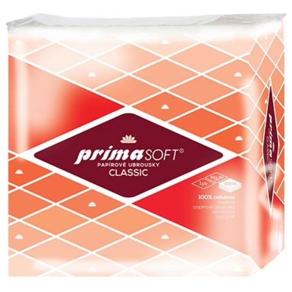 Papírové ubrousky Primasoft 1vrstvé, bílé, 100 ks