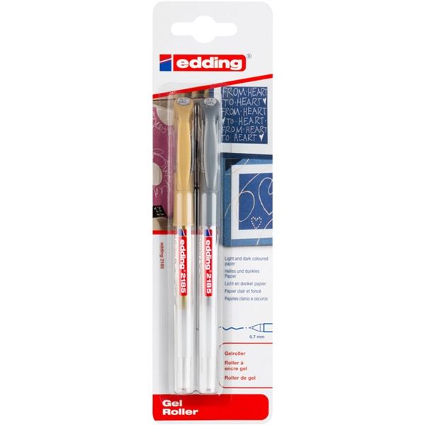 Gelový roller edding 2185, zlatý a stříbrný