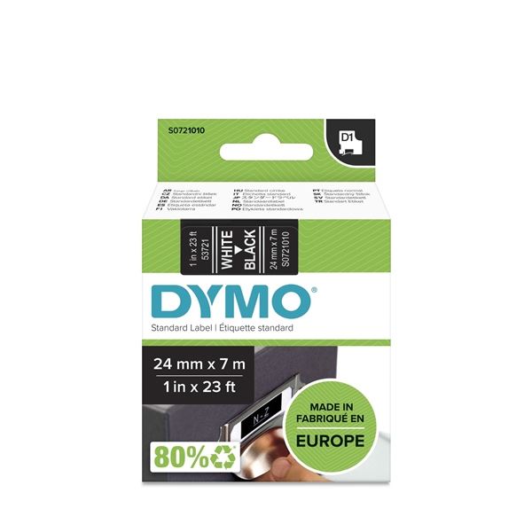 Páska Dymo D1 šíře 24 mm, bílá/černá