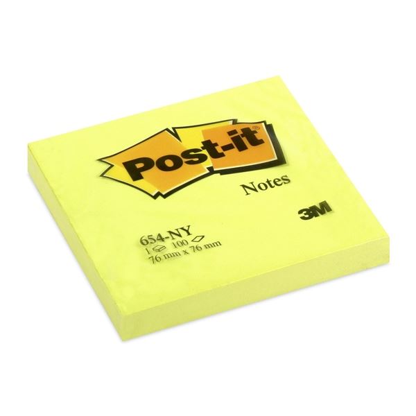 Bloček Post-it, 76 x 76 mm, neonově žlutý, 6 ks