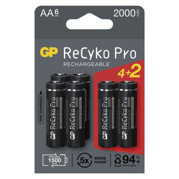 Nabíjecí baterie GP ReCyko Pro-AA,HR6,2000mAh,6ks