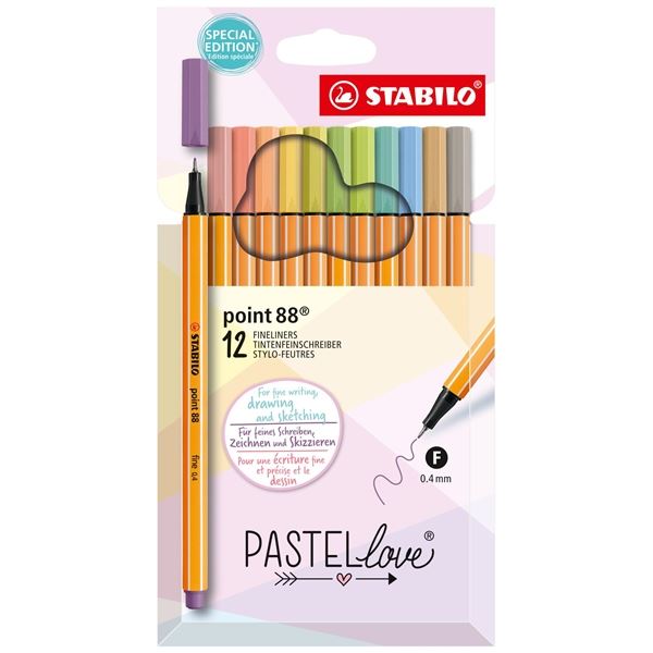 Liner STABILO point 88 Pastellove, sada 12 barev