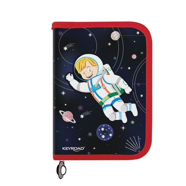 Penál KEYROAD 1 patro, 2 chlopně,42ks, kosmonaut