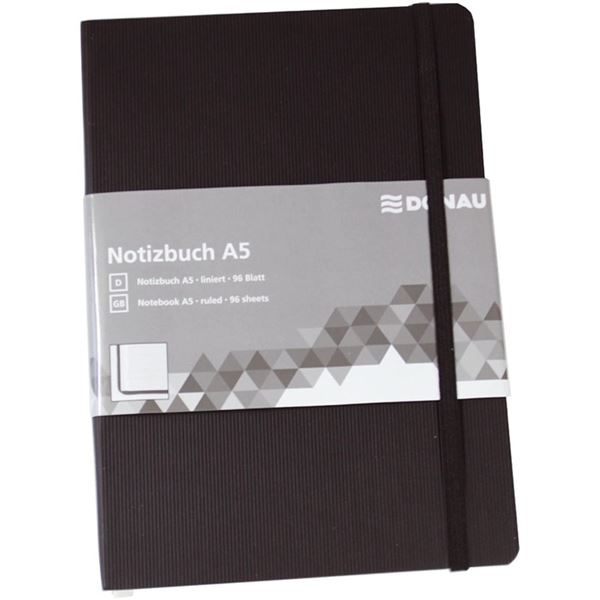 Zápisník DONAU, A5, linkovaný, černý