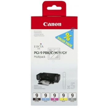 Original Canon 1034B011 / PGI-9 Tinte grau, schwarz foto, cyan, magenta, gelb - 5 Stück