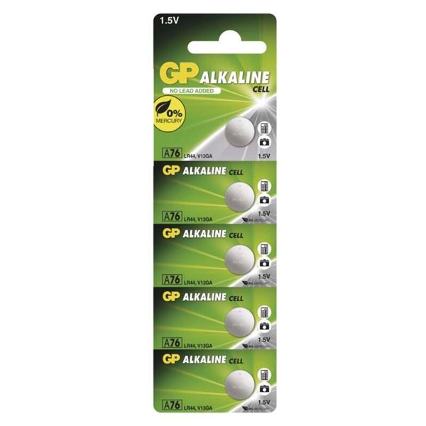 Knof.alkalickébaterie GP - A76F, LR44, 1,5V, 5 ks