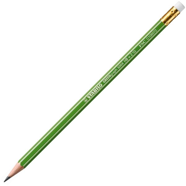 Grafitová tužka STABILO GREENgraph, s pryží, 12ks