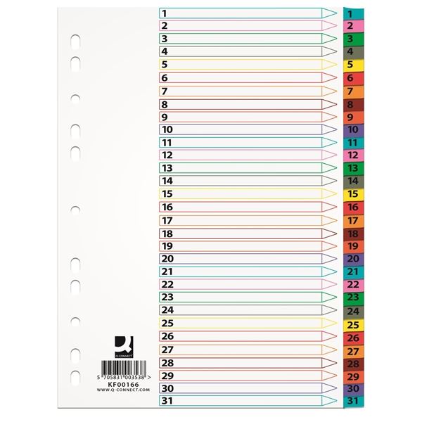 Papírový rozlišovač Q-Connect ,A4,bílý ,1-31