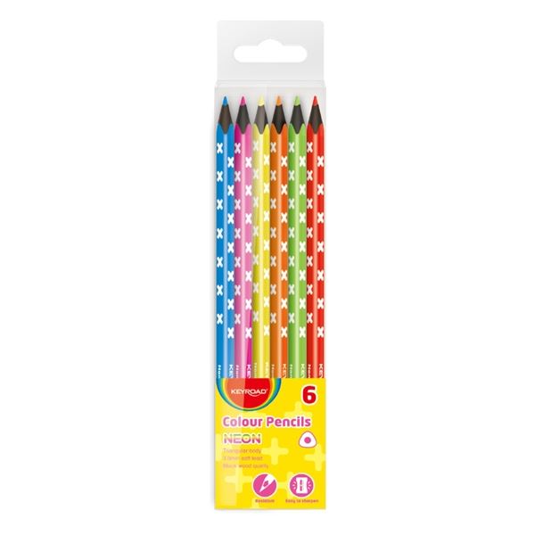 Pastelky KEYROAD Neon trojhranné 6 ks
