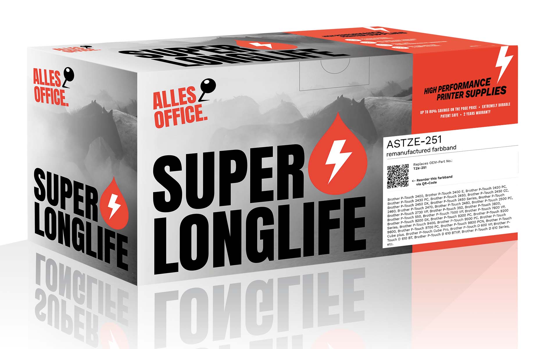 Superlonglife Brother TZe-251 Páska černobílé