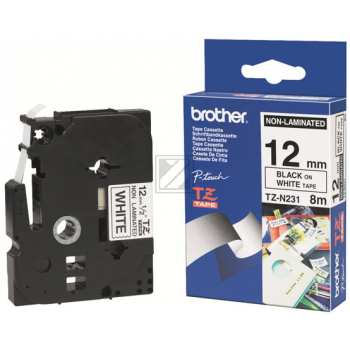 Brother TZEN231 Schwarz auf weiss Label Etikette