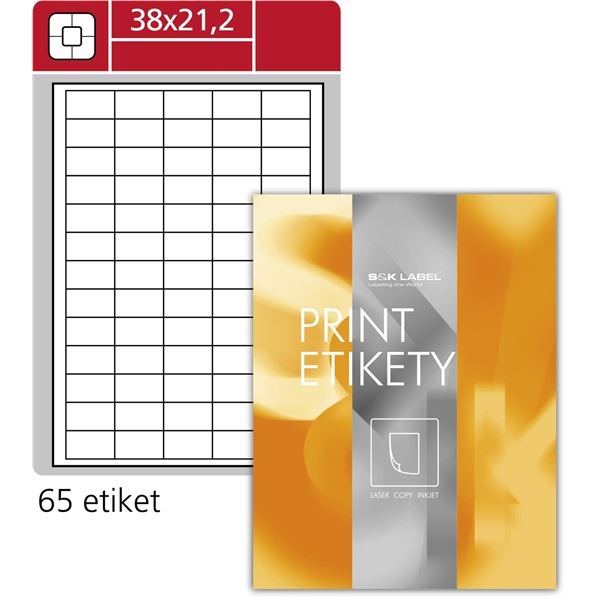 Snímatelné etikety, bílé, 38,0 x 21,2 mm, 6500 ks