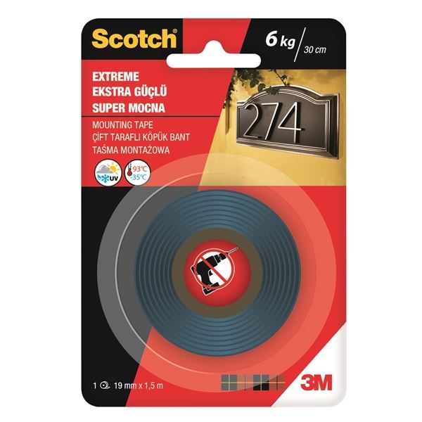 Scotch® Extra silná montážní páska, 19 mm x 1,5 m