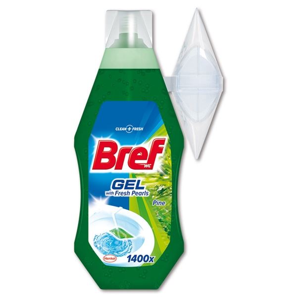 WC gel a dávkovač Bref, borovice, 360 ml