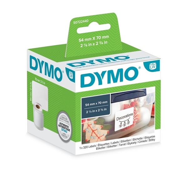 Papírové štítky Dymo LW, 70 x 54 mm, bílé, 320 ks