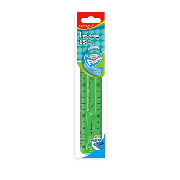 Pravítko KEYROAD Flexi 15 cm, ohebné, zelené