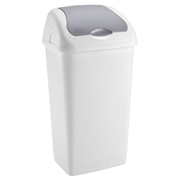 Odpadkový koš Heidrun - výklopný, šedý/ bílý, 60 l