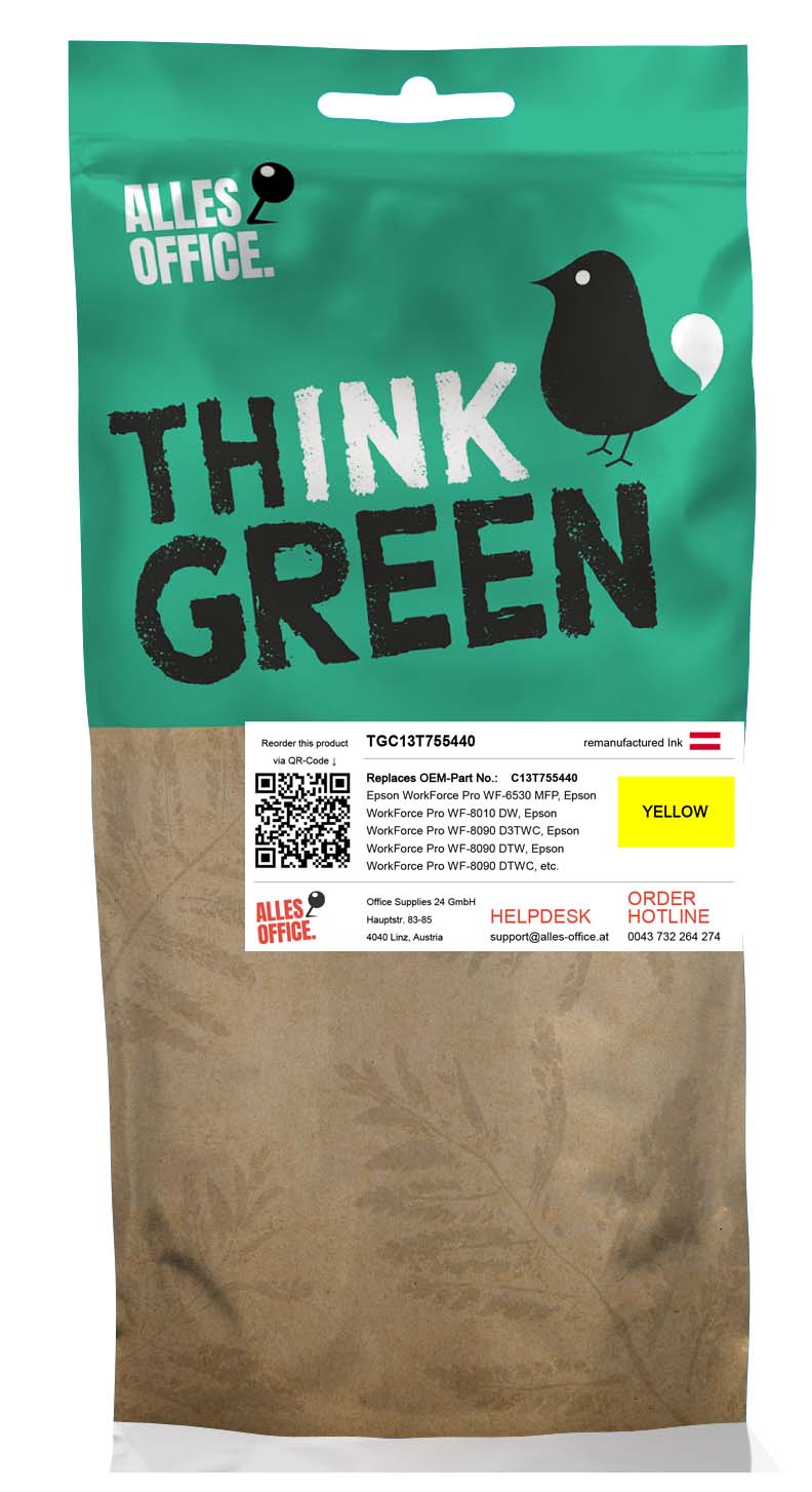 ThinkGreen replaces Epson C13T755440 / T7554 gelb