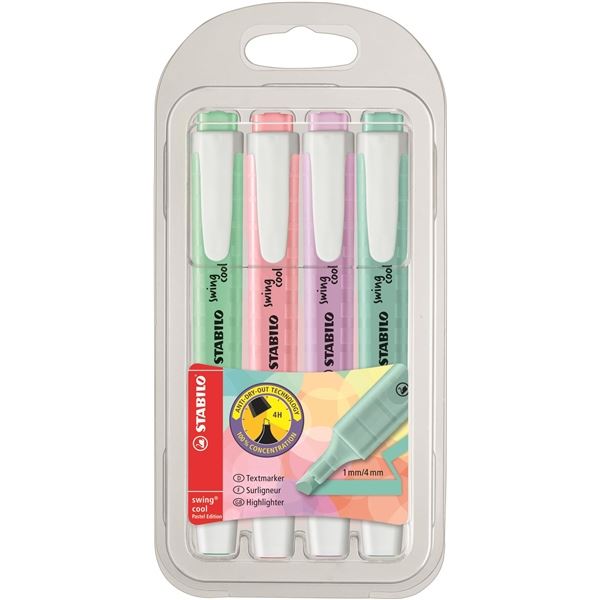Zvýrazňovač STABILO swing cool,sada 4 pastel barev