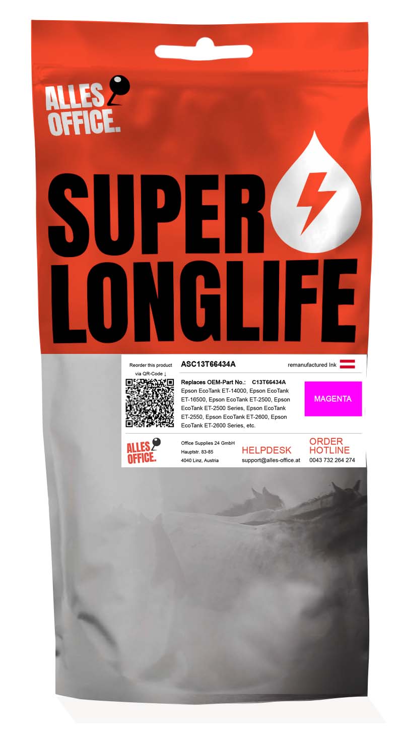 Superlonglife Epson C13T66434A / C13T664340 / T6643 Ink purpurová