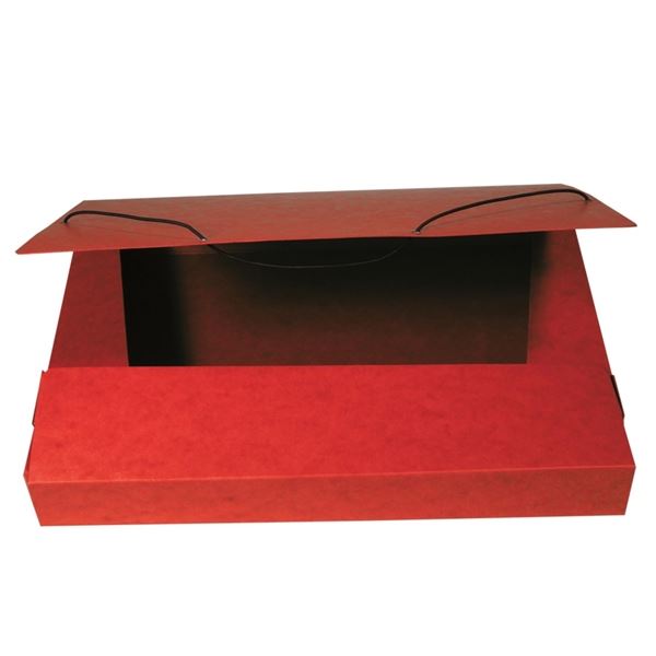 Prešpánový box na spisy  s gumičkou A4, červený