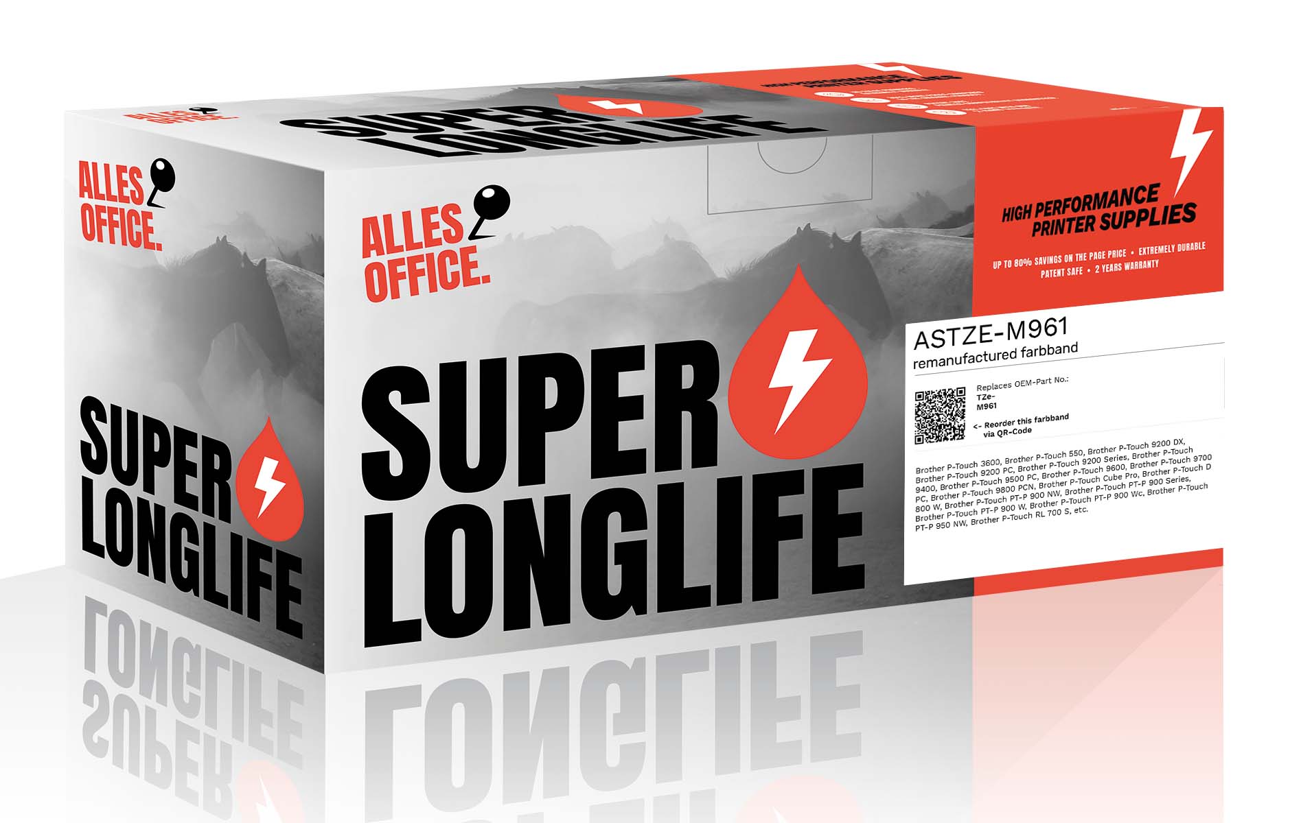 Superlonglife Brother TZe-M961 Páska černá stříbrná