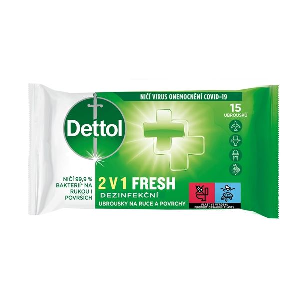 Dezinfekční ubrousky Dettol - na ruce, 15 ks