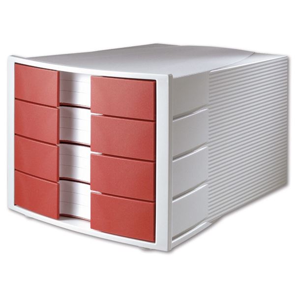 Zásuvkový box HAN, 4 zásuvky, červený