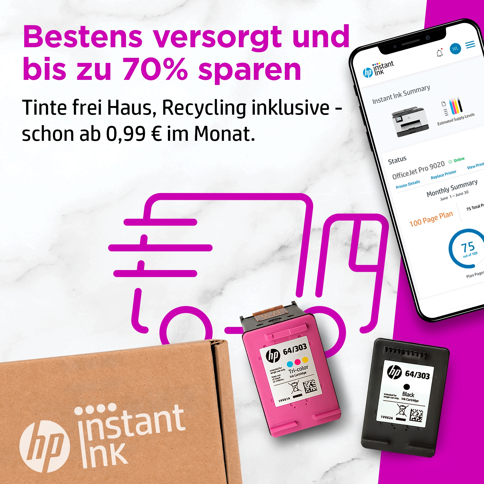 HP DeskJet 2721 Thermal Inkjet A4 4800 x 1200 DPI 7,5 Seiten pro Minute WLAN