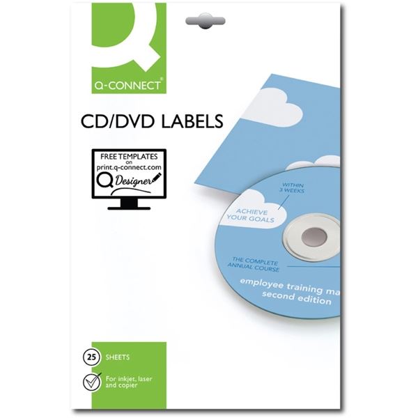 Etikety na CD/DVD Q-C, 117 mm, 2 x 25ks, bílé