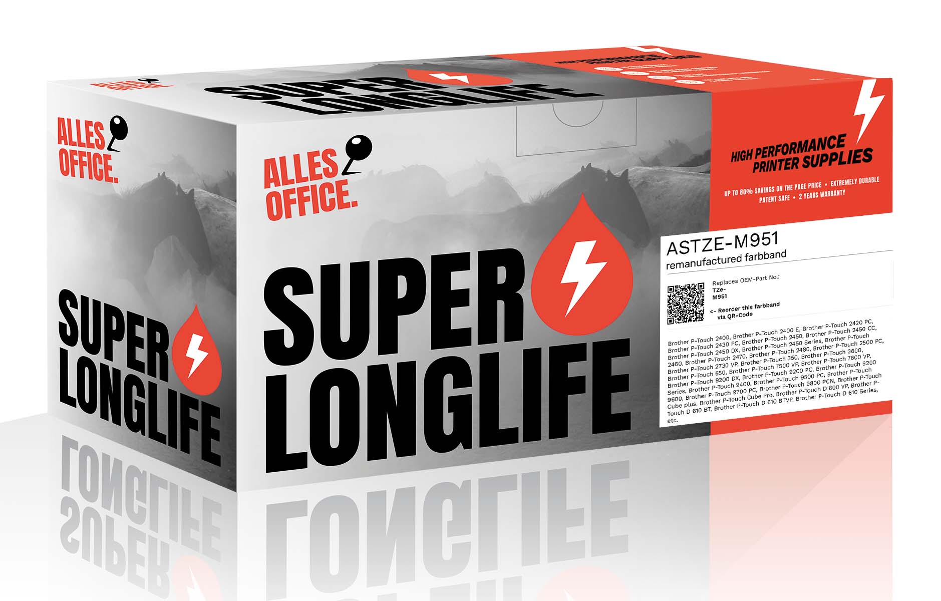 Superlonglife Brother TZe-M951 Páska černá stříbrná