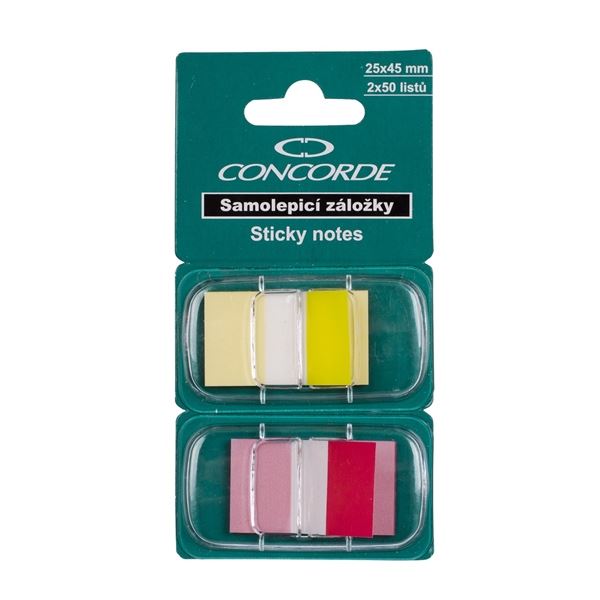 Záložky Concorde, žlutá,červená, 2 x 50 záložek