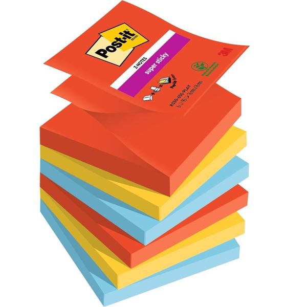 Z-bločky Super Sticky PLAYFUL, 76x76 mm, 6 ks