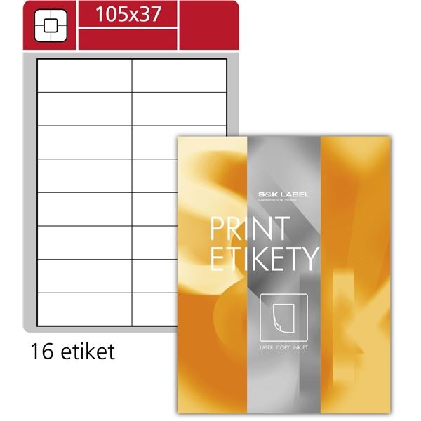 Snímat.etikety S&K Label-bílé, 105 x 37 mm,1600 ks