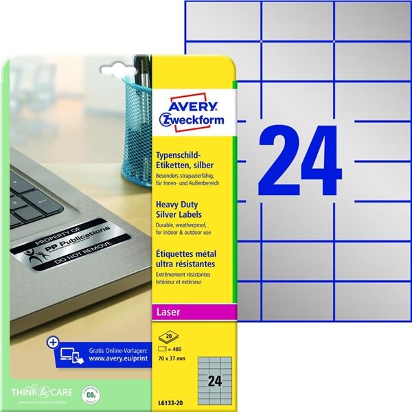Vel.od.PE etik. Avery Zweckform-stř.,70x37mm,480ks