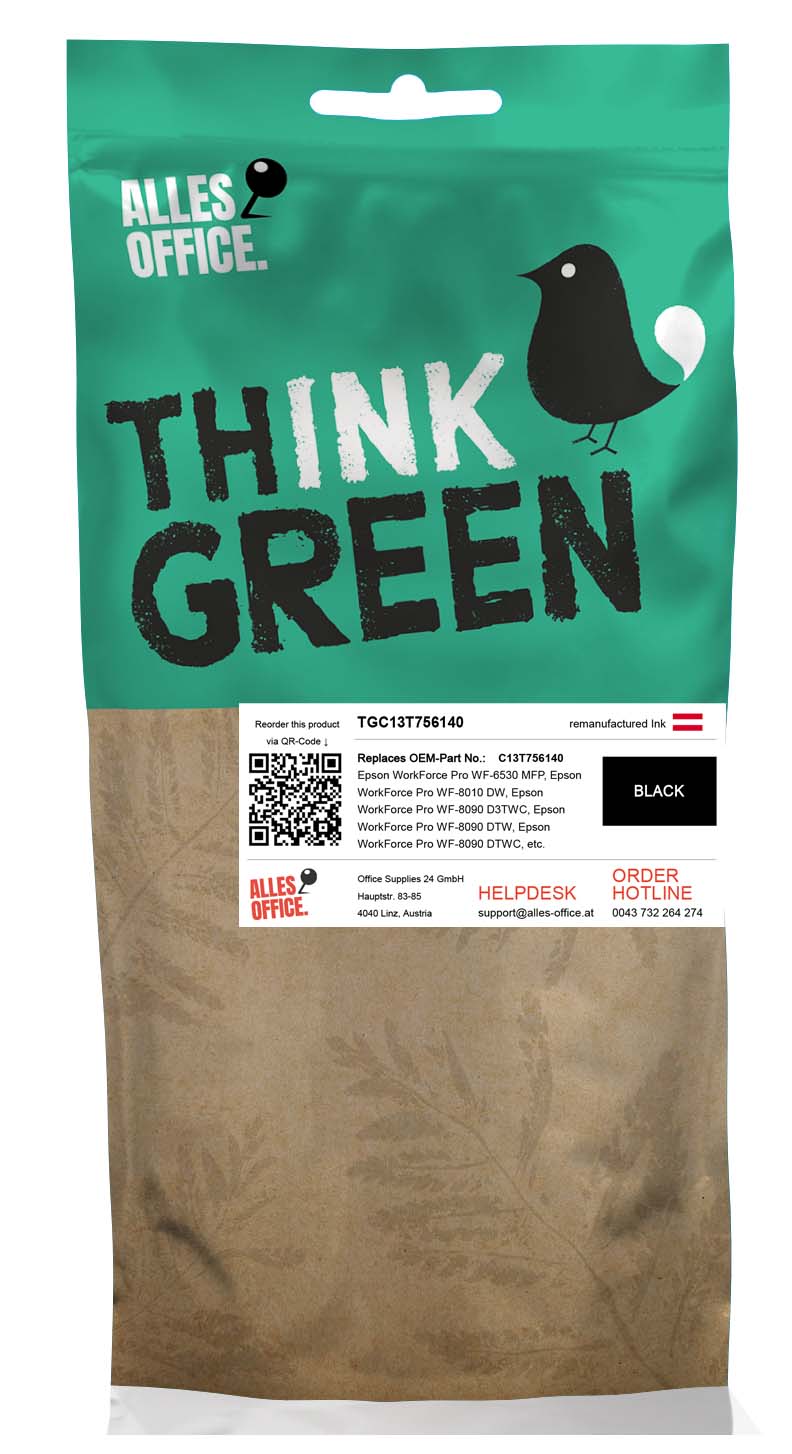 ThinkGreen replaces Epson C13T756140 / T7561 schwarz
