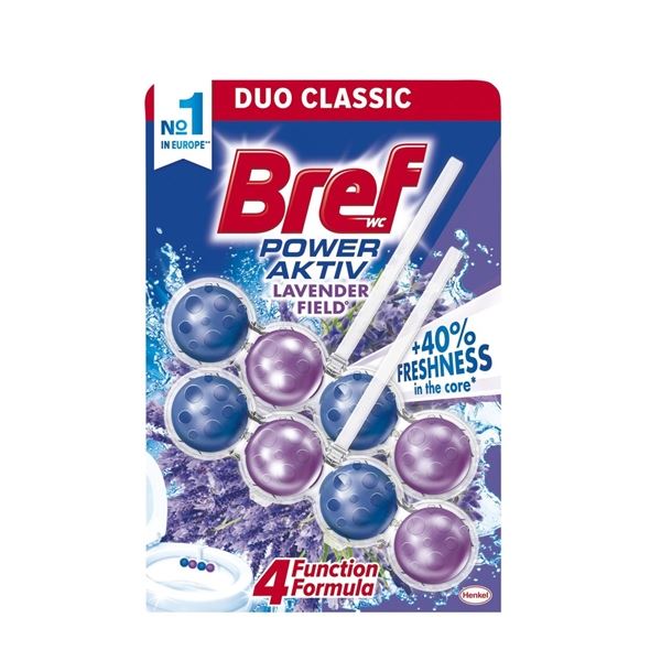 WC blok Bref Power Aktiv, lavender Field, 2x 50g