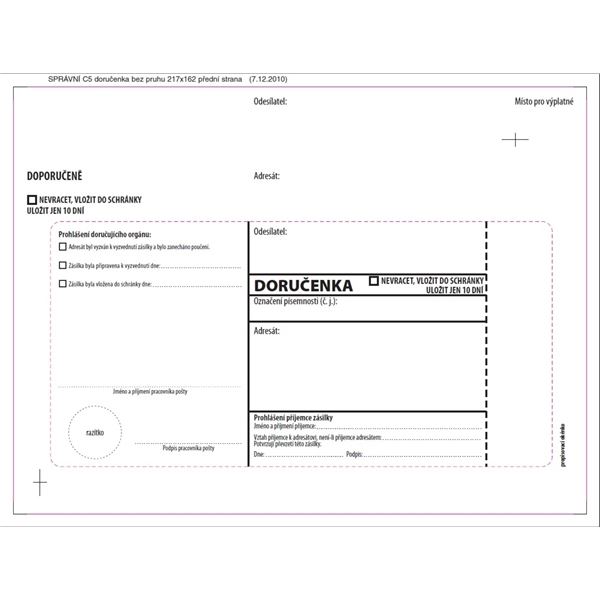 Doručenky C5-bez pr.,správní říz.,krycí pás.,100ks