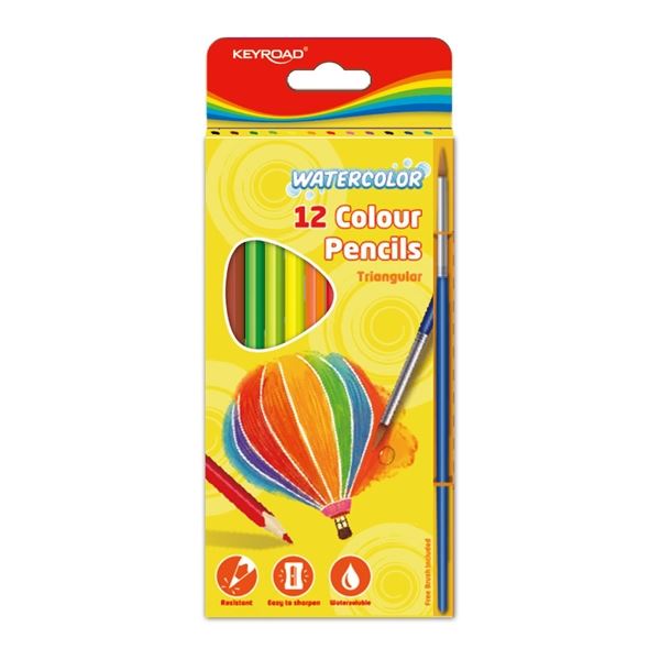 Akvarelové pastelky KEYROAD trojhranné 12 ks