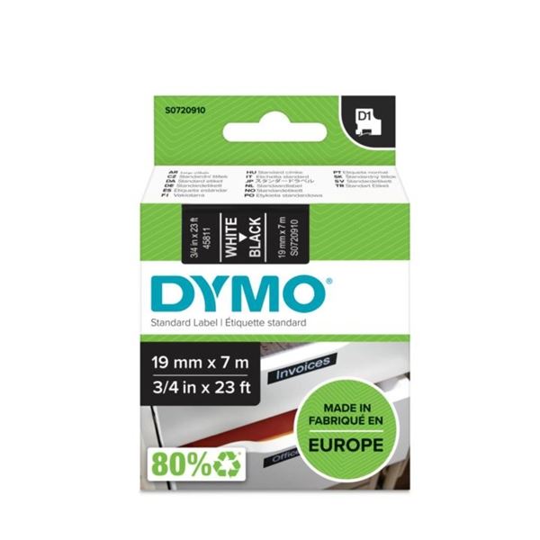 Páska Dymo D1 šíře 19 mm, bílá/černá
