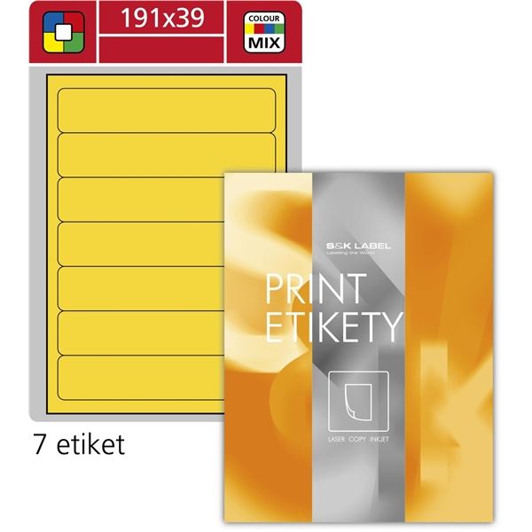 Uni. etikety S&K Label-past.žluté,191x39 mm,700 ks