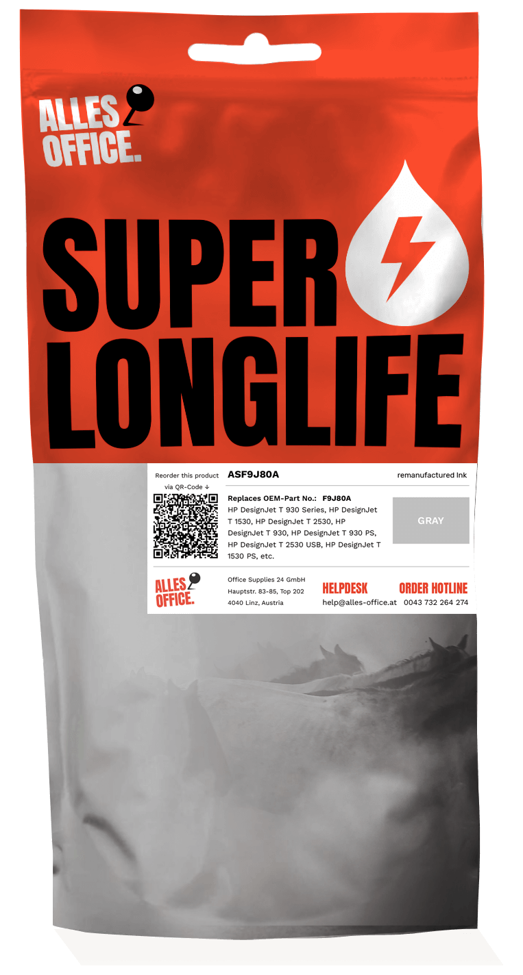 Superlonglife HP F9J80A / 727 Ink šedá