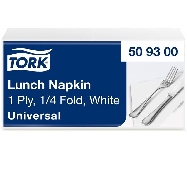 Papírové ubrousky Tork - bílé, 32,5 x 32,5 cm, 500