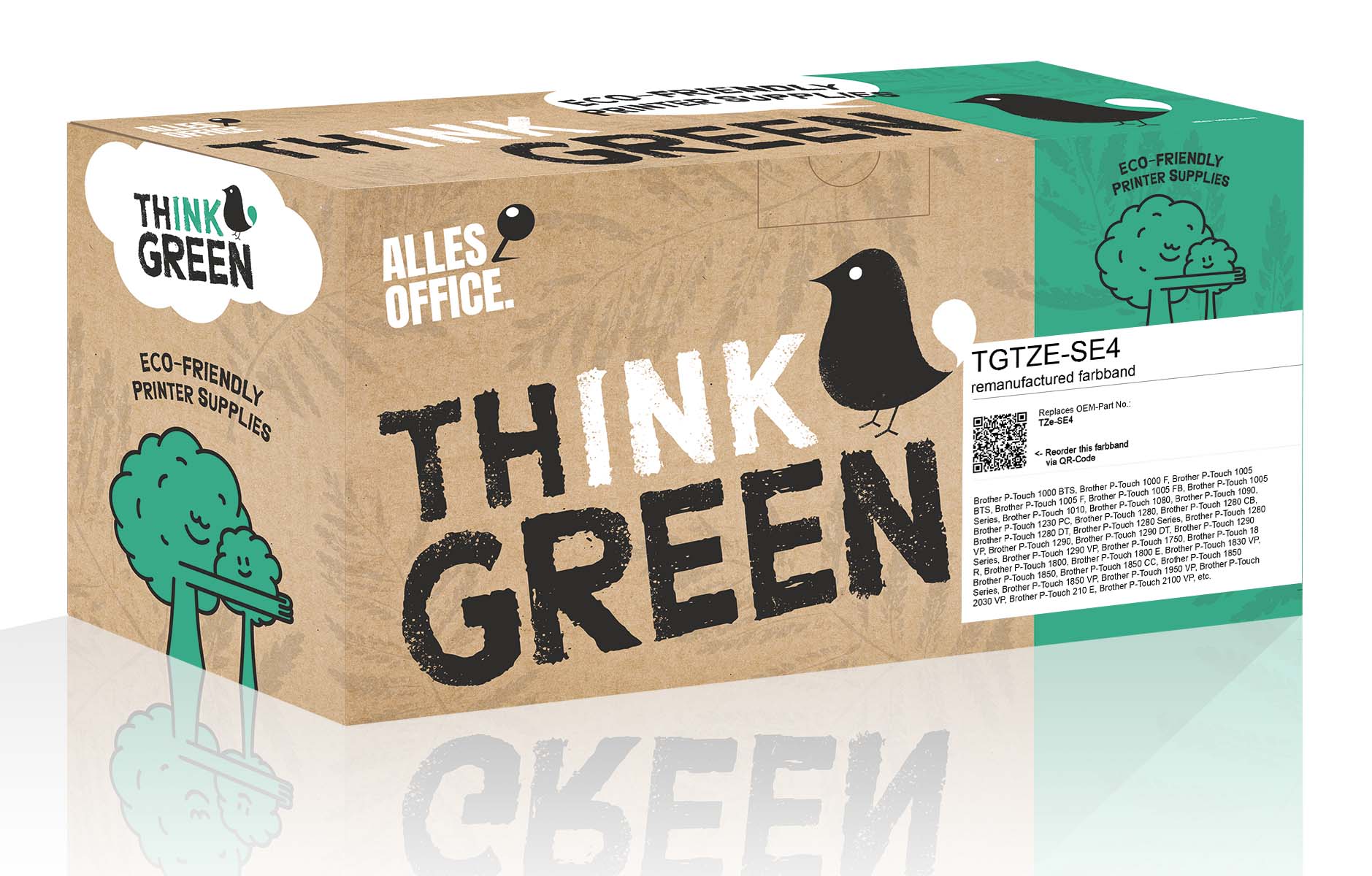 ThinkGreen replaces Brother TZe-SE4 schwarz weiss